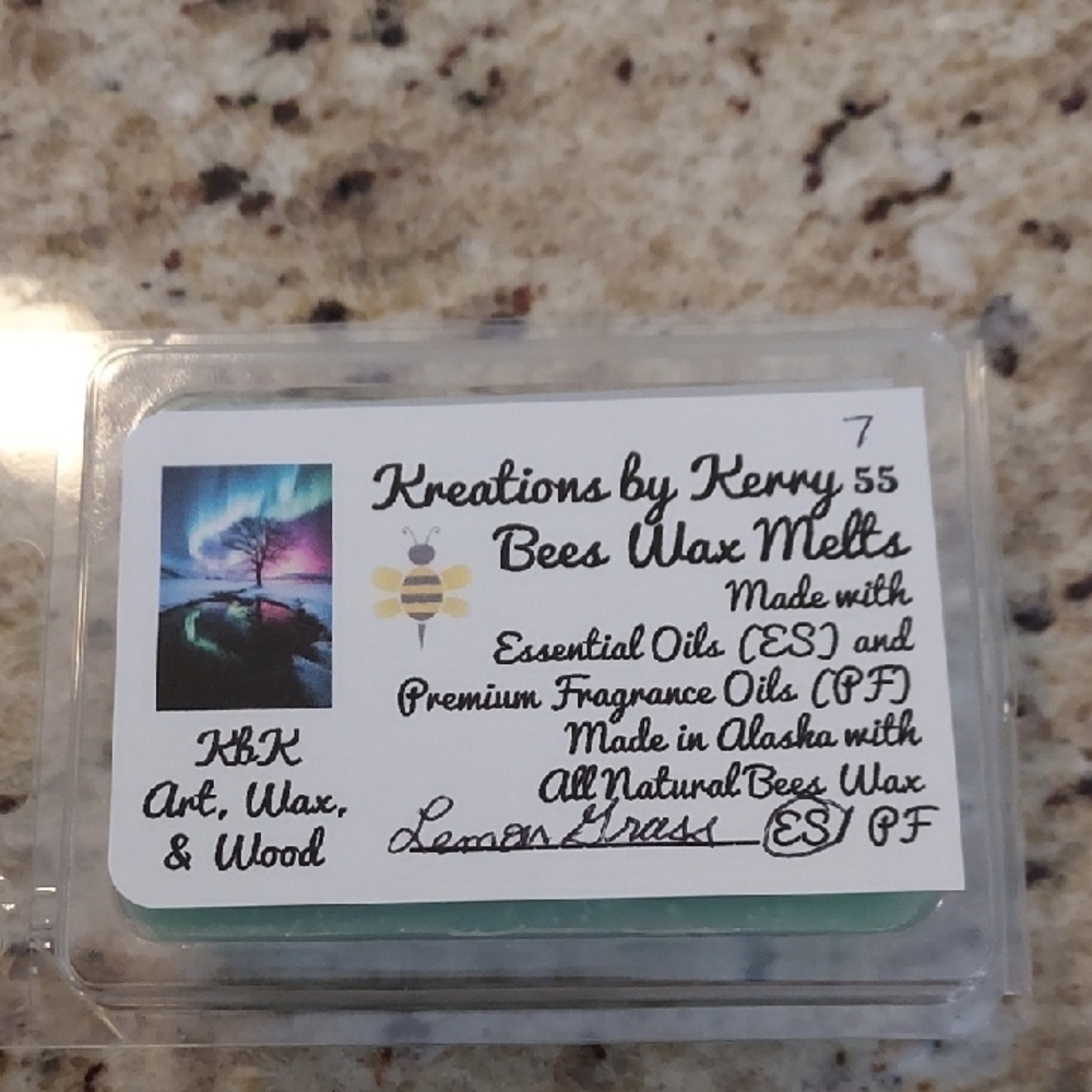 Lemon Grass Bees Wax Melts with Essential Oils - Natural and Non-Toxic